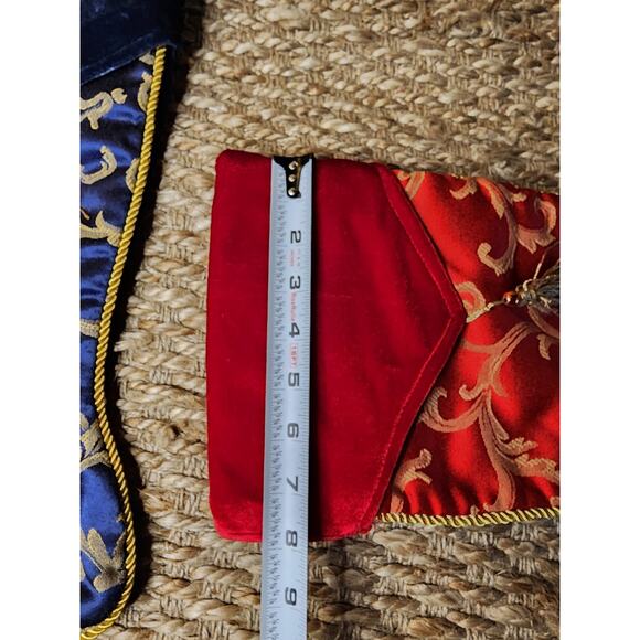 Rainbow Christmas Stockings, Personalized Name Embroidery  2 Elegant Red, Blue & Gold Christmas Stockings With Velvet Top Tassels Holiday